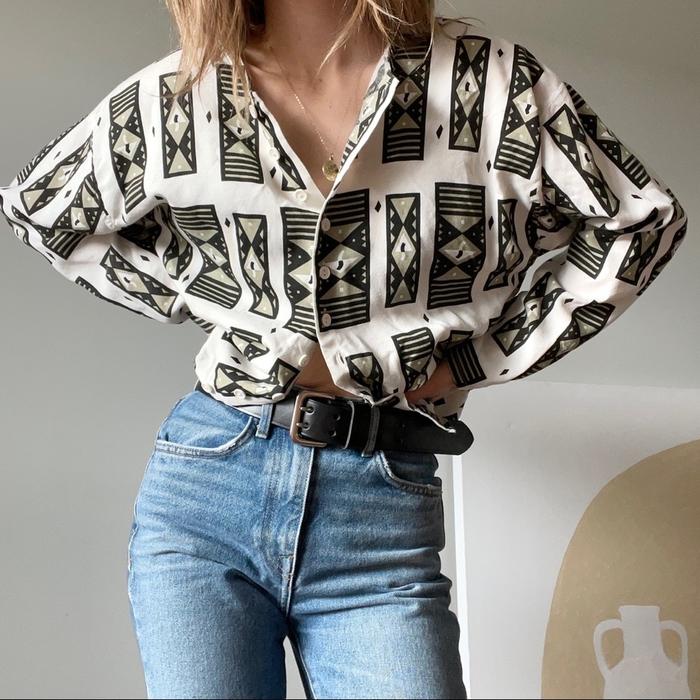 SOLD on Depop Vintage Pattern Button Up Blouse